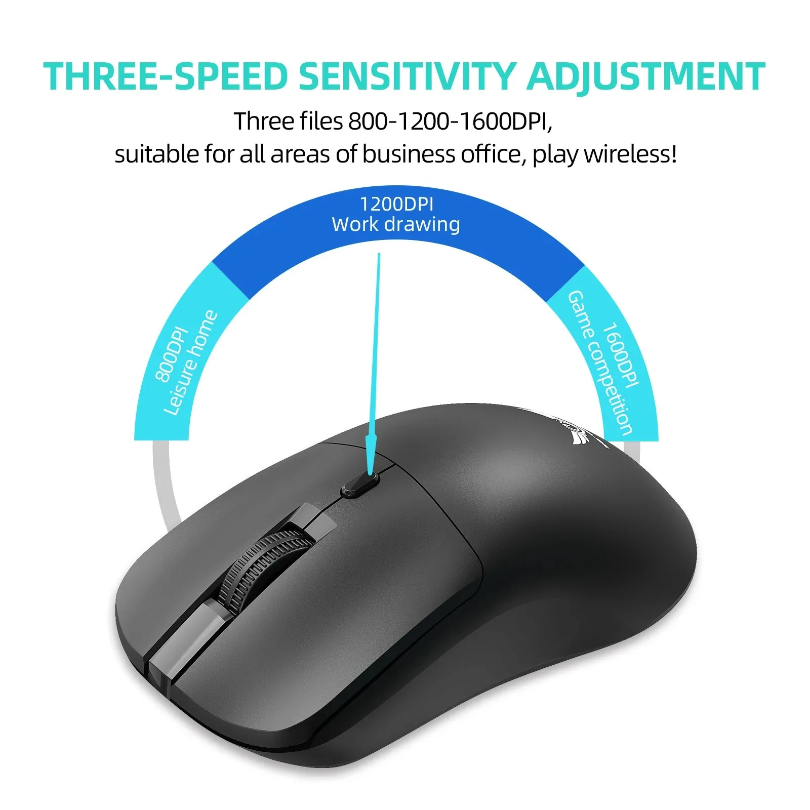 2.4G Wireless Mouse Ergonomic Adjustable 800-1200-1600 DPI Lightweight Rechargeable for PC/Laptop/Macbook Pro