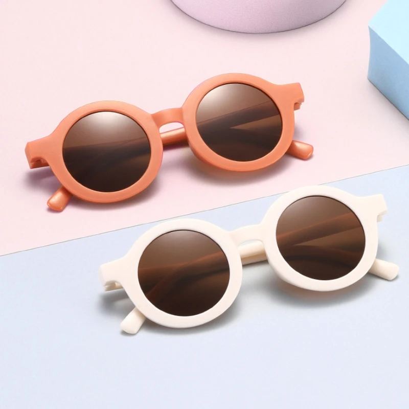 Round Children's Sunglasses Parent-child Frosted Glasses Decorative Runway Shades for Trendy Children's Sunglasses