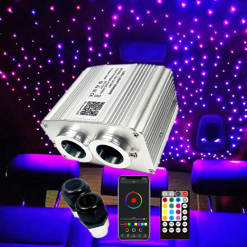 Description Picture 3 of itemOptic Lighting Smart APP 16W Twinkle Fiber engine RF control Cable Starry Effect Ceiling Double Heads Lights car room lamp new