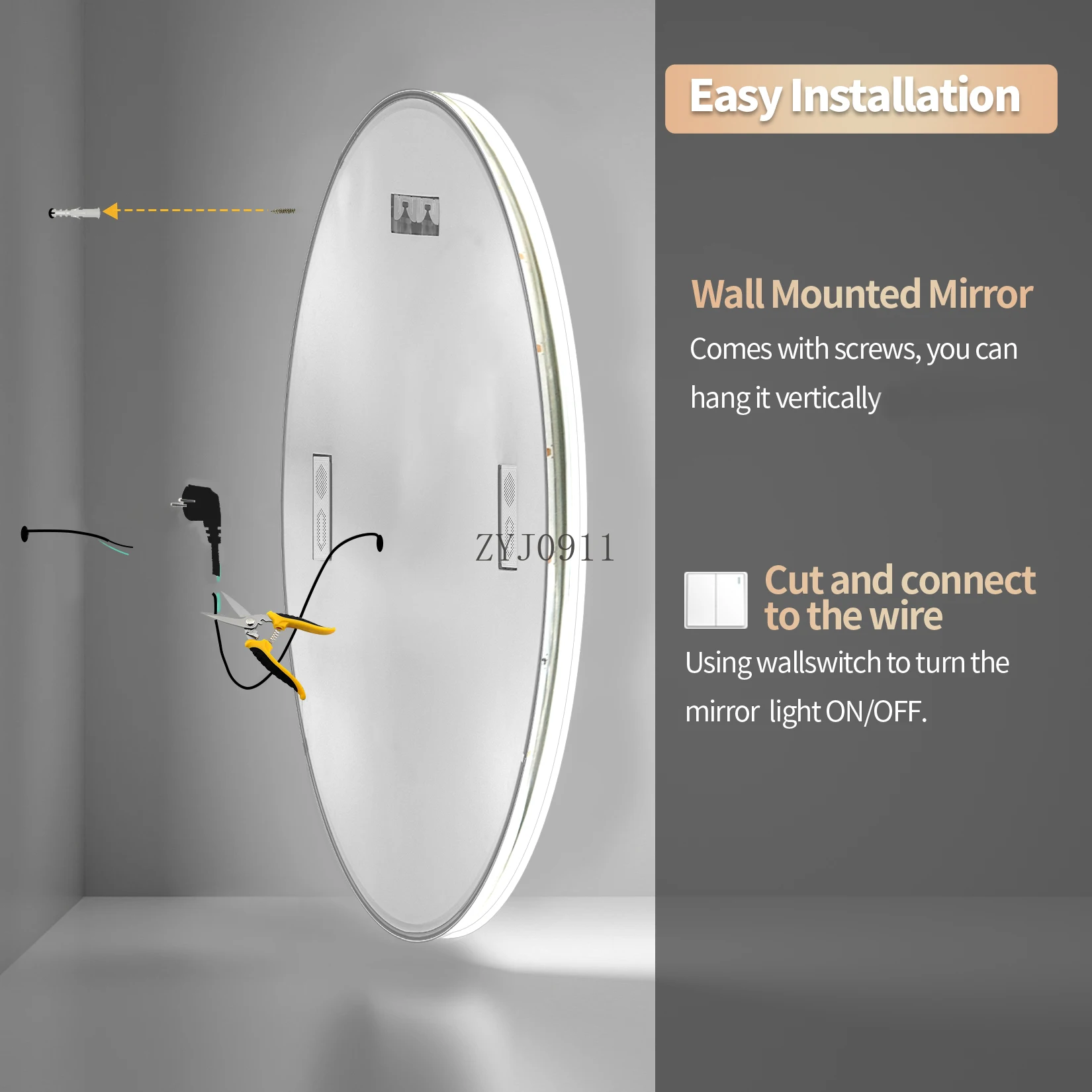 Led Bathroom Mirror with Lights,32"x32" Wall-Mounted 3 Colors Dimmable Light Bluetooth Speaker Temperatu Anti-Fog Memory