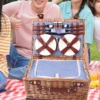 4 Person Insulated Picnic Basket Set Wicker Basket with Picnic Ware Set for Fruits Beverages Storage Camping Outdoor 2