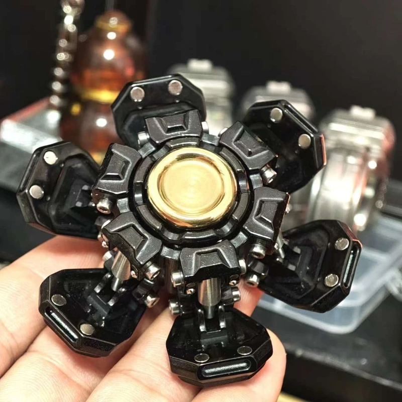 Deformation Mecha 08 Fidget Hand Spinner Open Armor Stainless Steel Decompression Magnetic Fingertip Gyro Stress Relief EDC Toy