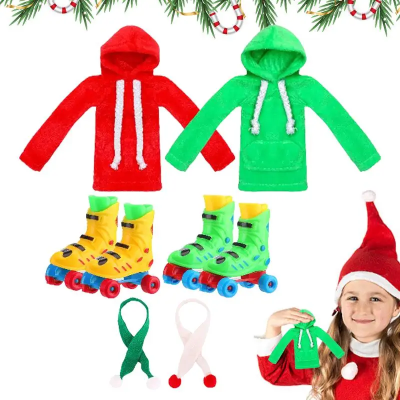 

Набор рождественских эльфов, 6 шт., набор для кукол, Рождественский костюм эльфа, одежда для костюмированной вечеринки, подарки для внучек и детей