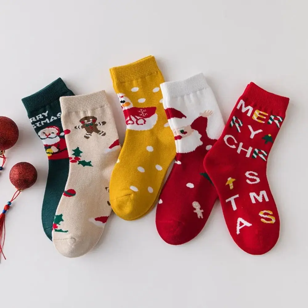 

5Pairs/Set Christmas Kids Girl Boy Socks Cotton Children's Socks For Girls Boys Fashion Autumn Winter Santa Claus New Year Gift