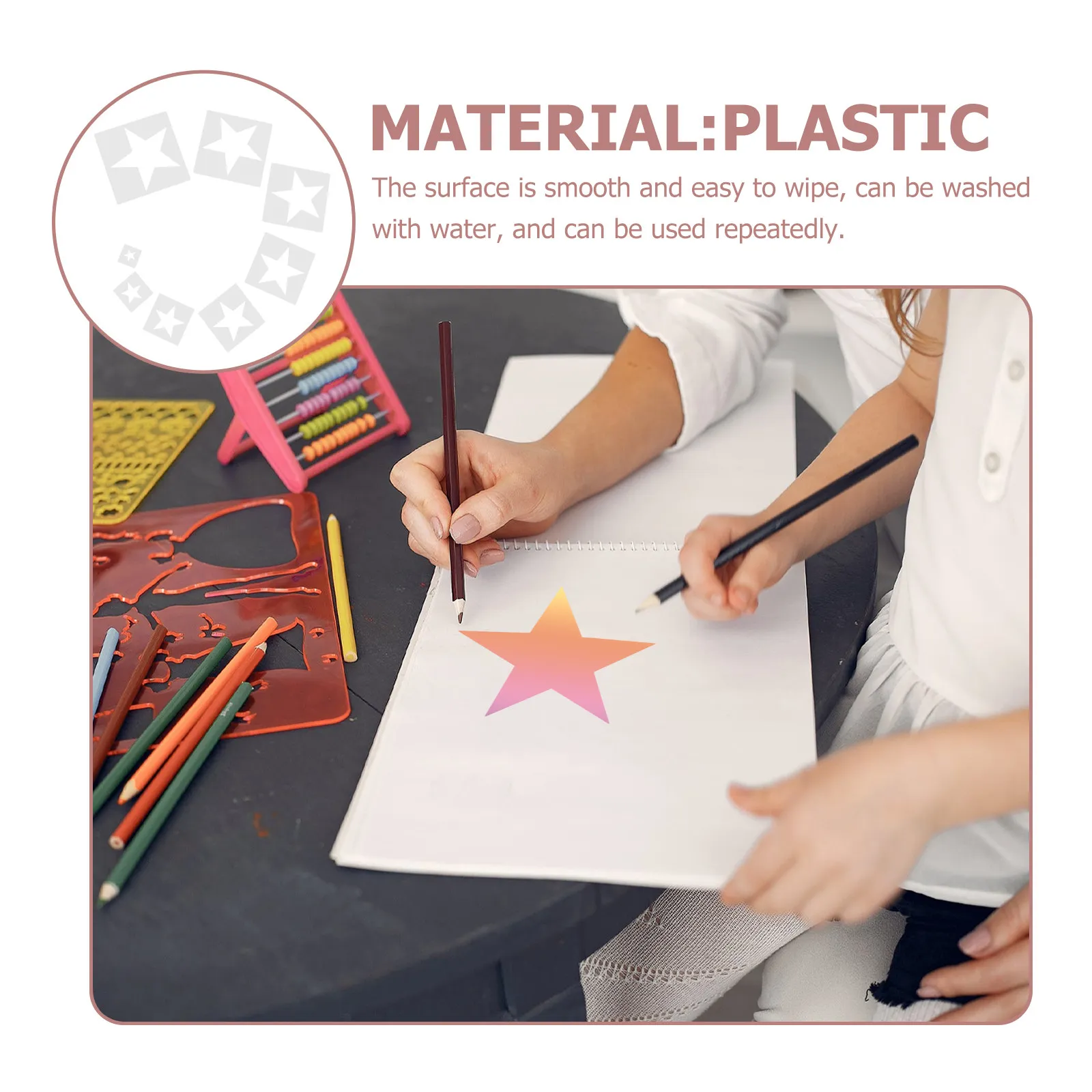 8Pcs 스타 스텐실 DIY 공예용 그림 그리기 스텐실 스크랩북 벽 타일 바닥 직물 재사용 가능한 플라스틱 부드러운