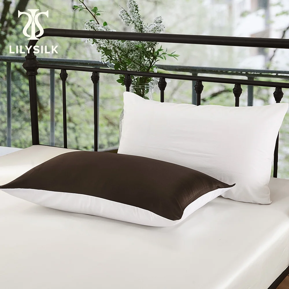 LILYSILK 실크 베갯잇 세트, 면 밑면 및 숨겨진 지퍼, 50X75 슈퍼 세일, 무료 배송, 2 개  Best5