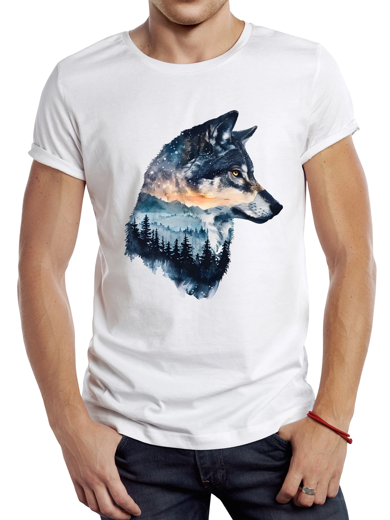 TEEHUB Kunst Nachtansicht Wolf Gedruckt T-shirt Grafik Casual Mann T Shirt Streetwear Hipster Hip Hop Lose Frauen T-shirts – Detail 5
