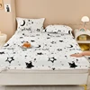 Winter Warm Fitted Sheet Stars Pinted Flannel Fleece Bed Sheet for Double Bed Queen/King Size All-inclusive Mattress Cover180 4