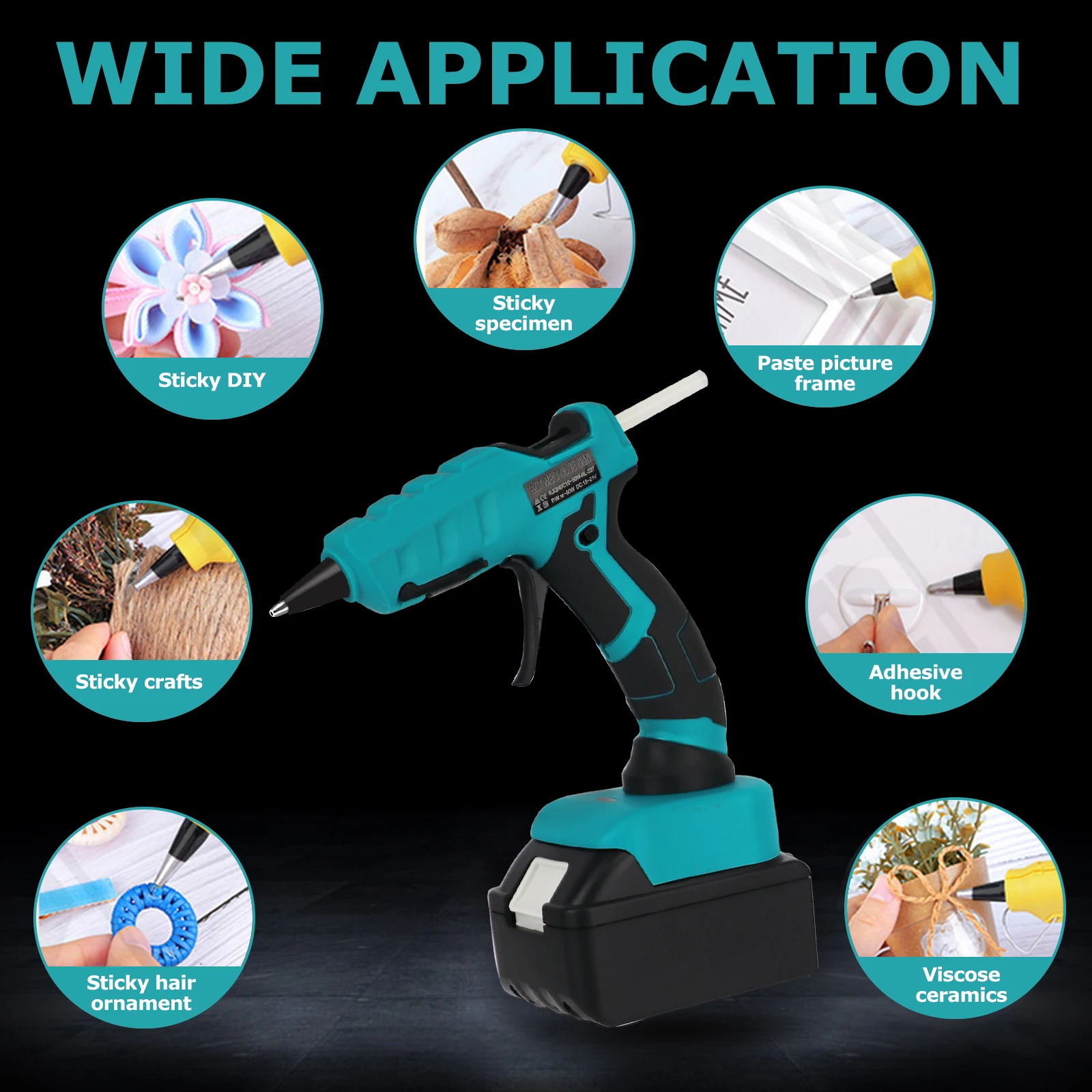 50W Cordless Hot Glue Gun for Makita 18V Battery with 30pcs 7mm Sticks 30s Quick