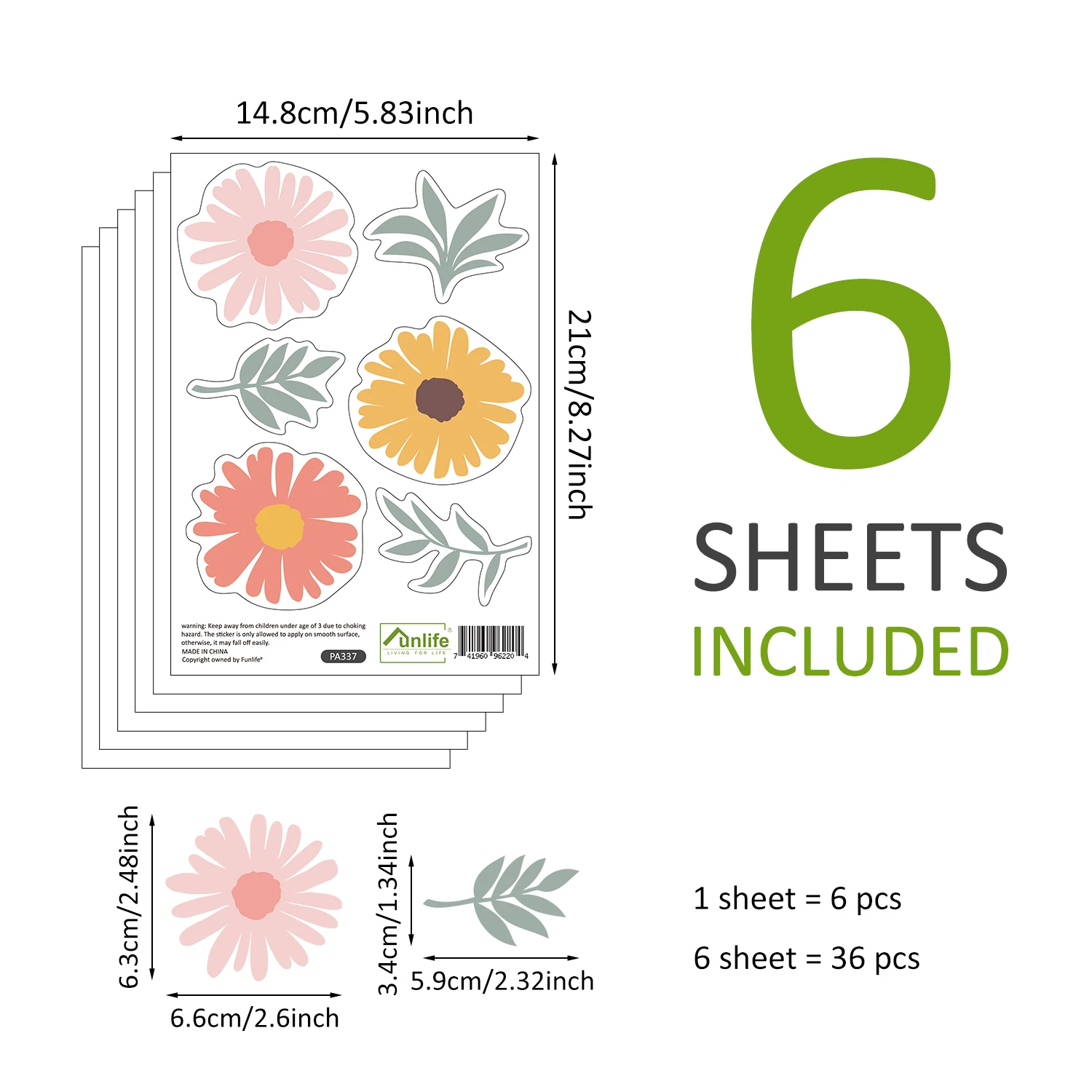 QUCHENG Removable Daisy Wall Decals – Boho Floral Stickers For Girls' Rooms, Nursery, DIY Decor (6 Sheets) - View #3