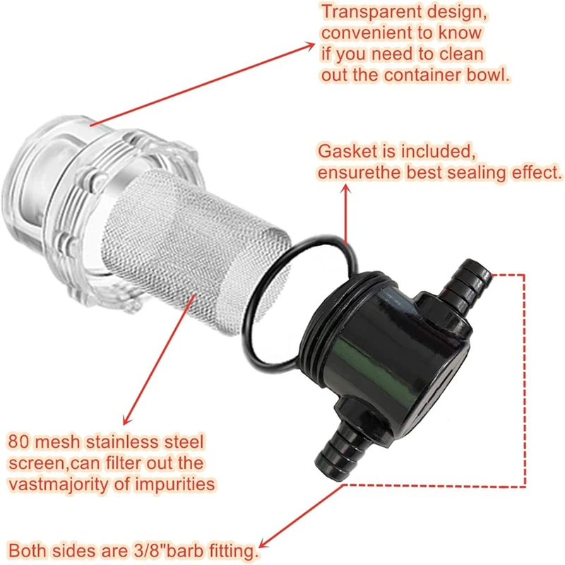 A81M New 1/2Inch Water Pump Strainer,For 3/8Inch Hose Barb In-Line Strainer,For Water Pump 12V Direct Current 80 PSI RV Campers