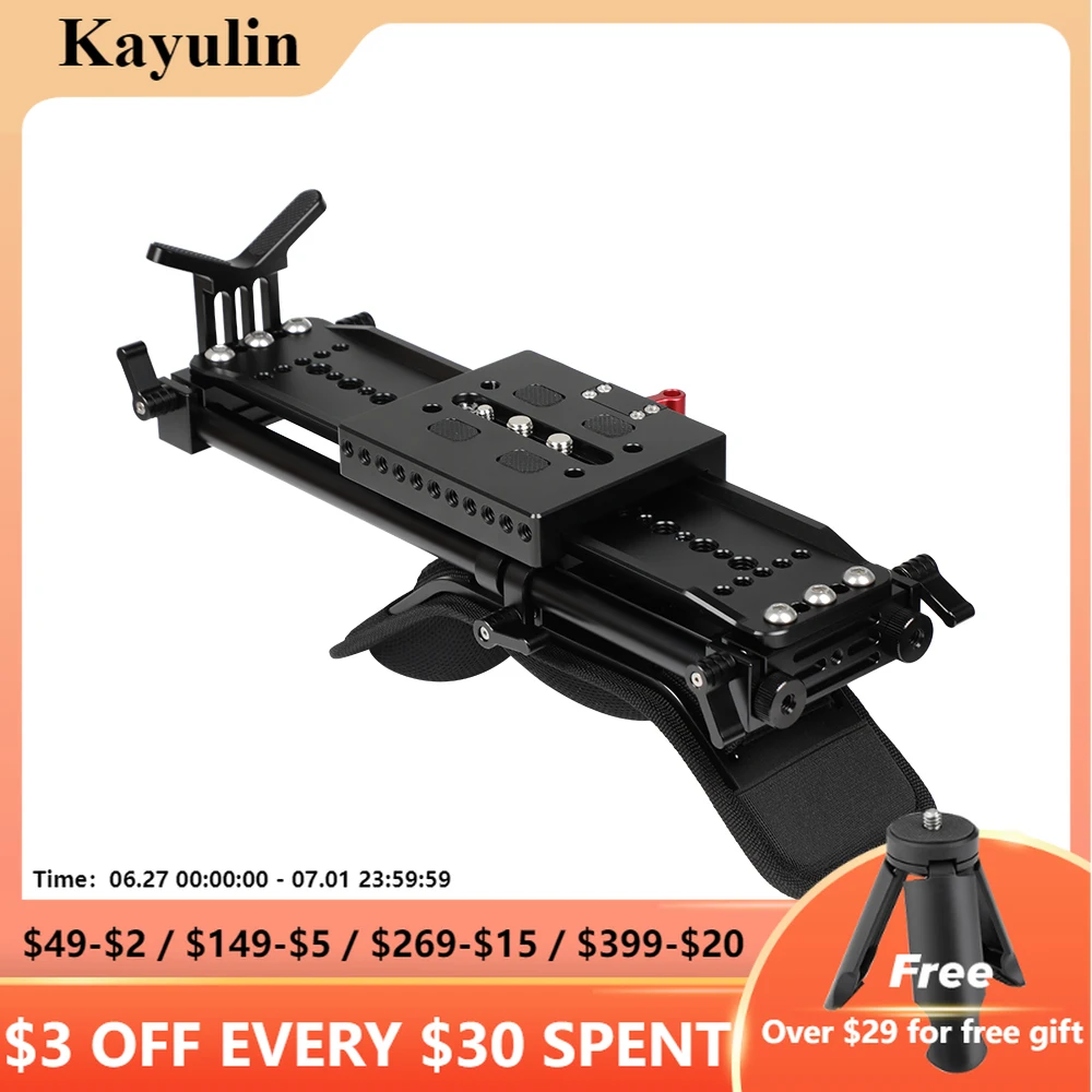 Kayulin Shoulder Pad with Arri 12 inch Standard Bottom Dovetail Bridge QR Base Plate And Lens