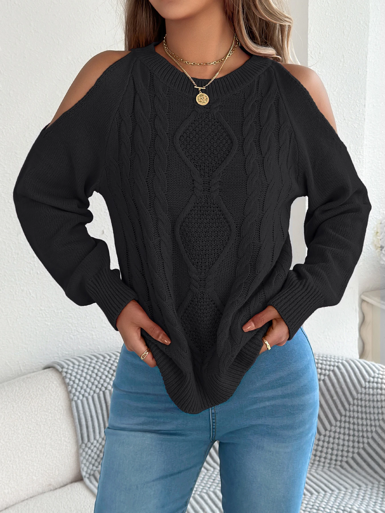 Women Autumn Orange Knitted Sweater