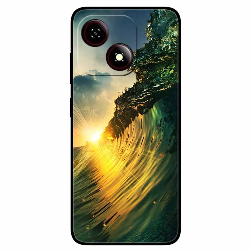 Black TPU Silicone Phone Case with Lovely Soft Painted Design