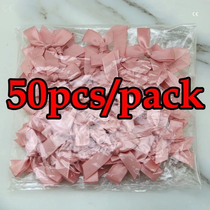 50 Pcs 4*4cm Ribbon Bow Decoration Polyester Satin DIY Craft
