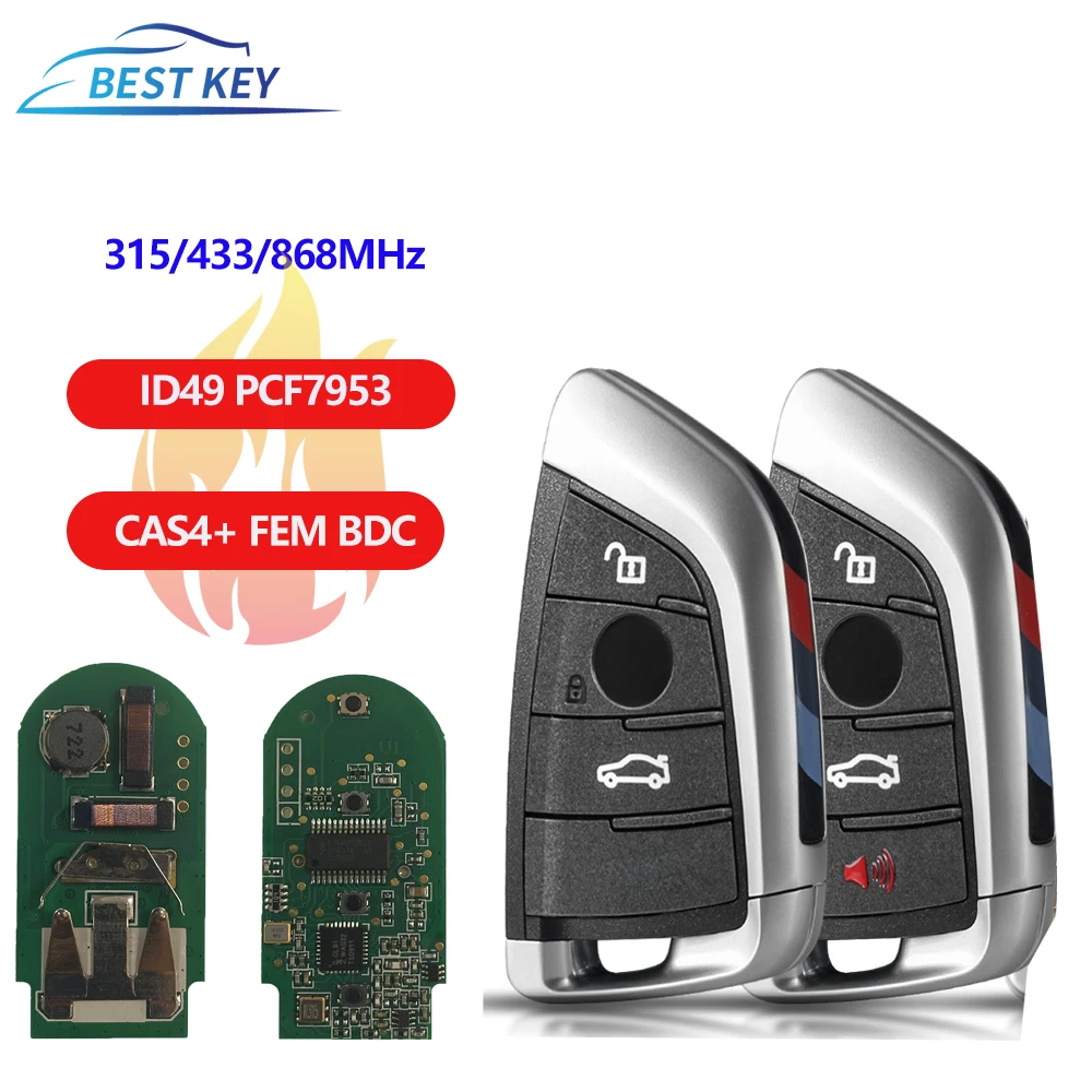 BEST KEY KeylessGo Remote Car Key For BMW 1 3 5 7 Series315/433/868MHz  X1 X3 X5 X6 X7 F CAS4 CAS4+ FEM 2011-2017 ID49 PCF7953