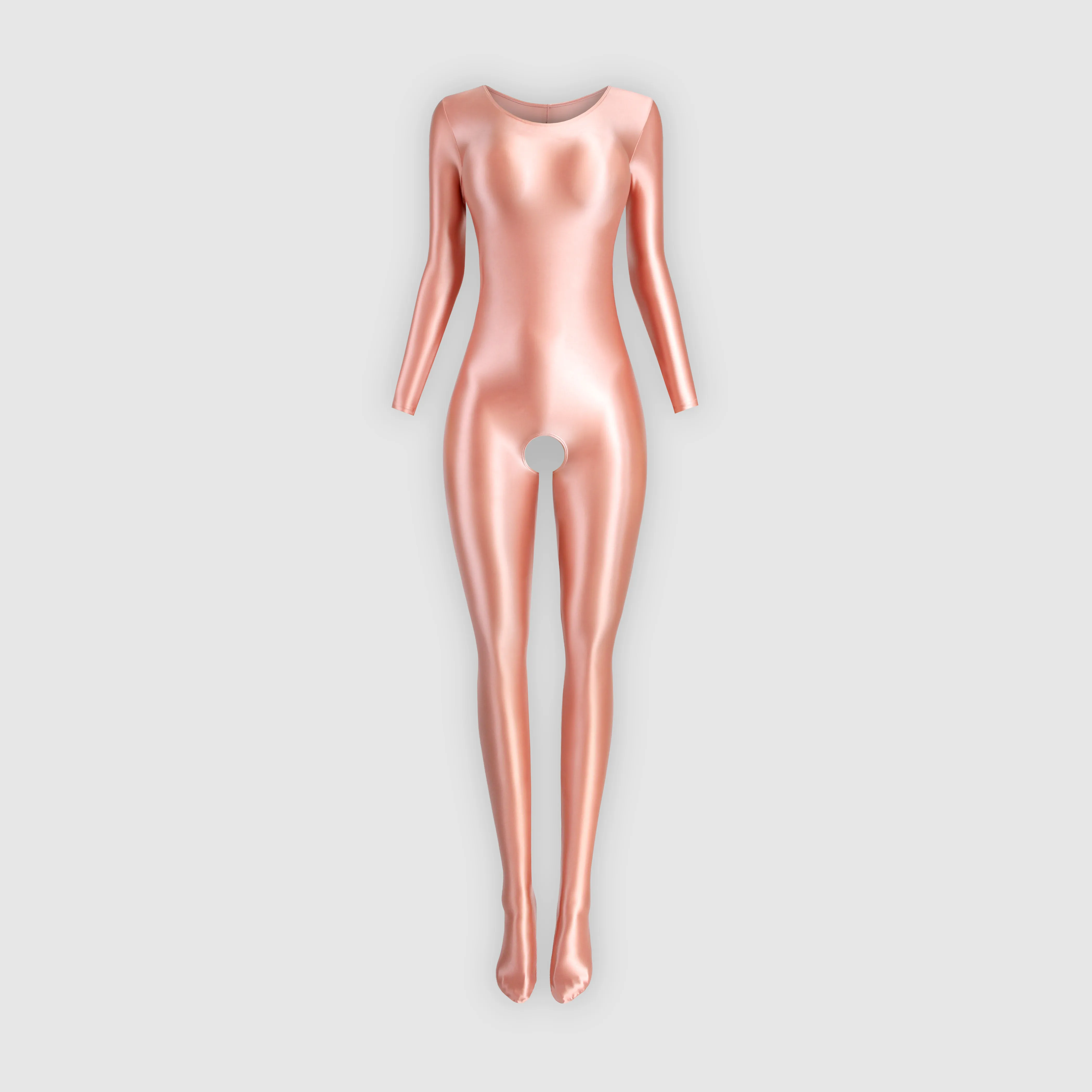 XClocKNYoung Glänzender Satin-Bodysuit in voller Länge, Öl-Yoga-Bodysuit, lässige Sportstrumpfhose, Mjinm Glänzende Satin-Strumpfhose mit offenem Schritt – Detail 25