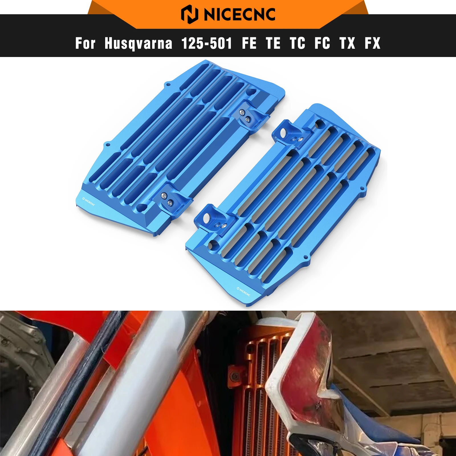 NICECNC Für Husqvarna TE300 FE 350 FE450 FE501 2017–2023, Kühlergrill, Grill, Schutzabdeckung, TX 300 TC 125 FC FX 350