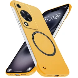 Magnetic Slim Frameless Phone Case - Matte Anti - Scratch Hard Cover, Shockproof Armor for Huawei Nova Y72S (Yellow)
