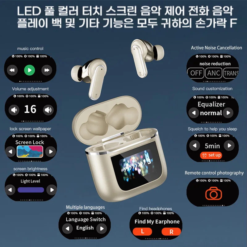 ANC 블루투스 헤드셋 무선 블루투스 헤드폰, LED 가시 촉각 TWS 이어폰, 투어 프로 2 스포츠 이어버드, 도매, 1 개, 5 개