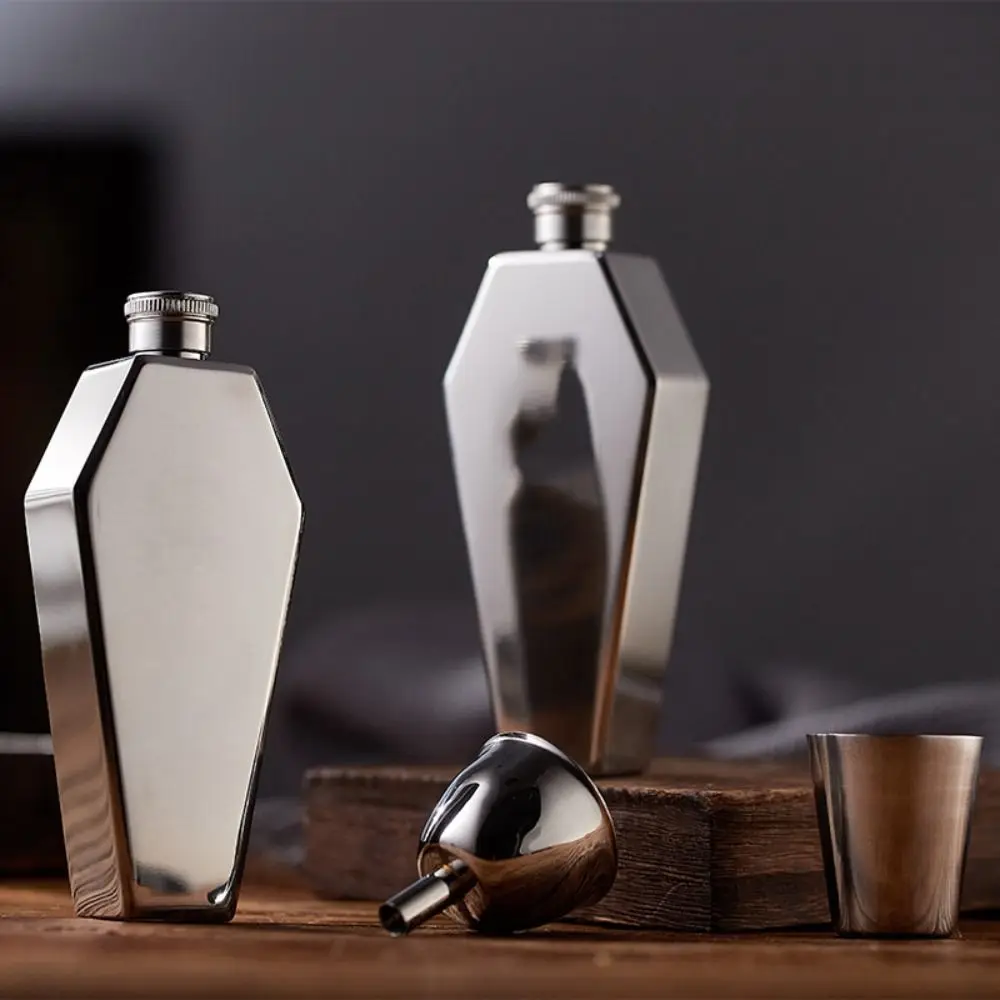 Drinkware 3.5oz Coffin Shape Hip Flask Non -broken Stainless Steel Flagon Durable Wine Pot Outdoor