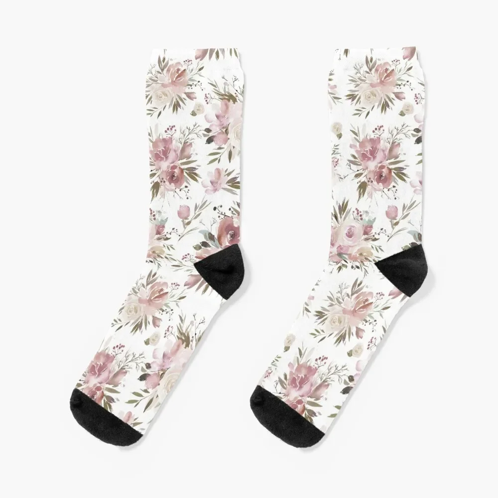 

Dusty Pink Floral Socks men cotton high quality japanese fashion Designer Man Socks Women's