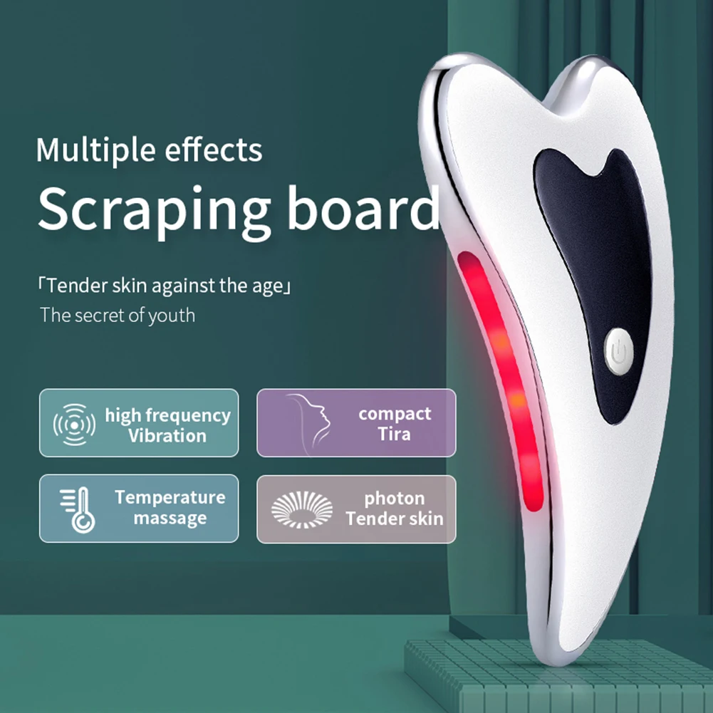 Electric Guasha Scraper Board Microcurrent Face Massager Wrinkle Face