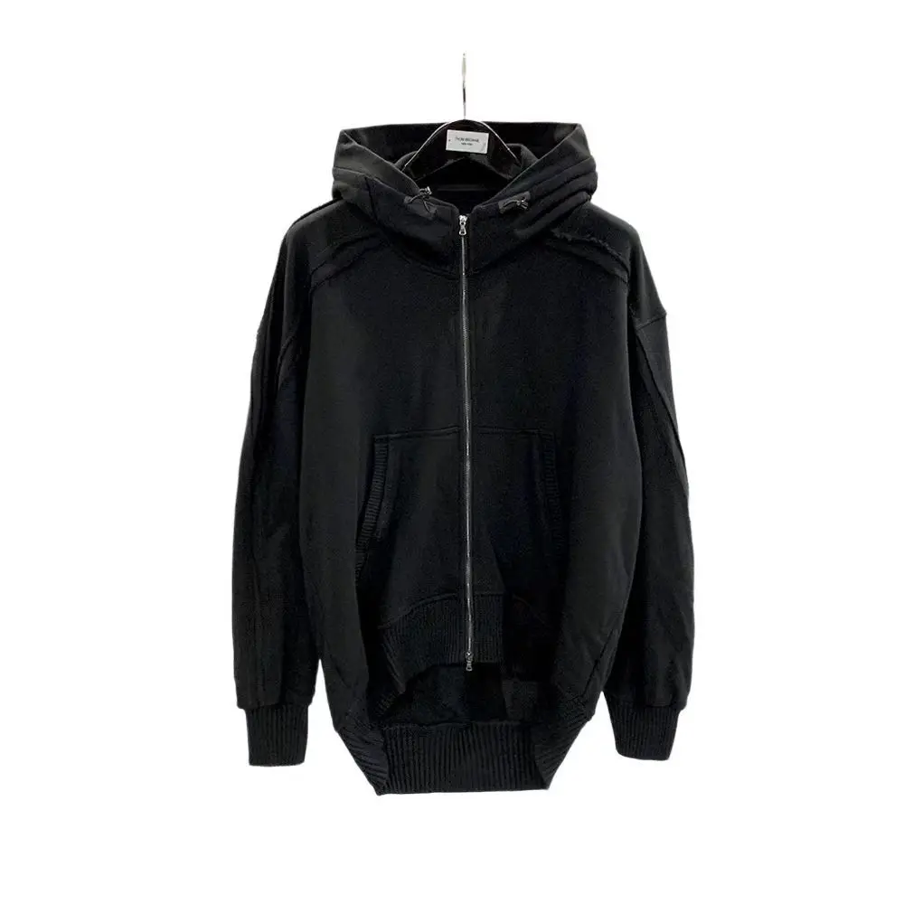 

2024 OUWEN Мужская и женская Оригинальная вязаная потертая и изношенная парная толстовка с капюшоном толстовка на молнии кардиган пальто