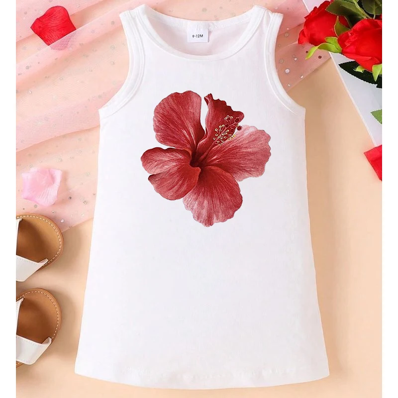 

Kids Fashion Dresses Gift Flower Print Birthday Party Clothes Graphic Kids Girls Clothes Children Top Kawaii Summer Pajamas 2024