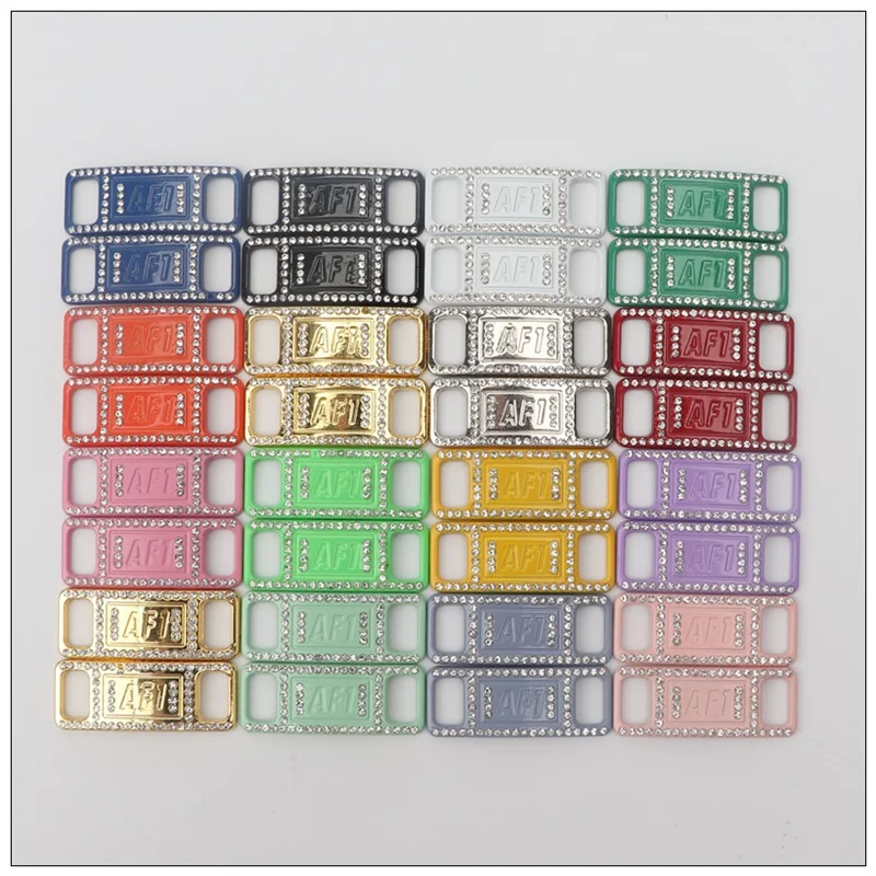 Diamond Rhinestone Luxury Shoe Charms with Metal Buckle and Laces Lock