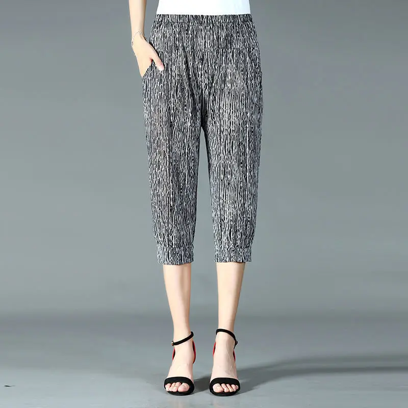 Женские летние модные ледяные шелковые повседневные шаровары женские тонкие