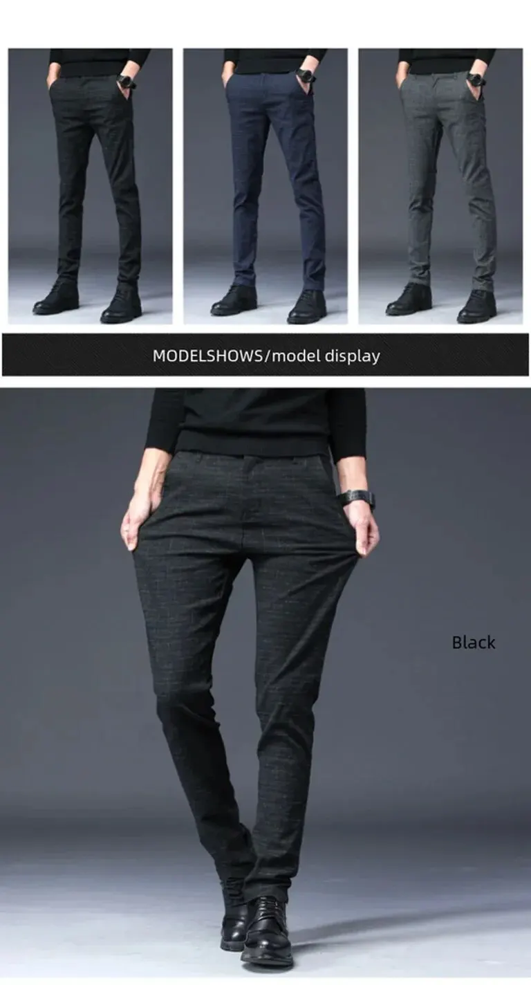 Description Picture 4 of itemAutumn Men Casual Pants Small Flared Cotton Linen Trousers Breathable Sweat-absorbent Urban Style Men In Business Scenarios