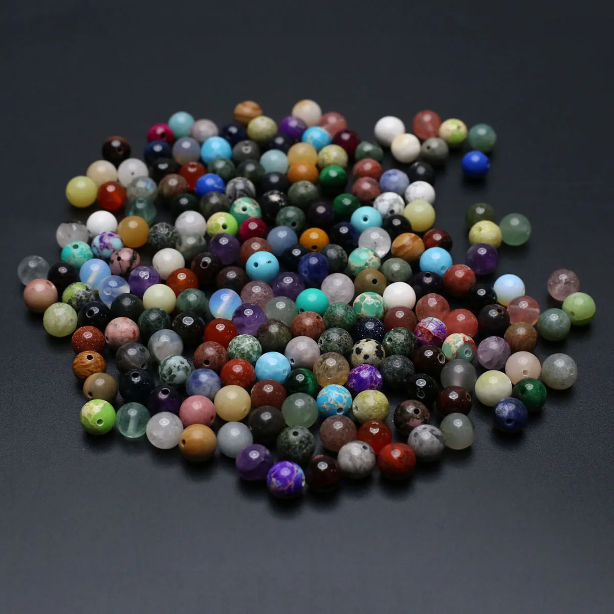 100PCS Random Color Natural Semi precious Stone Round Beads Pendant Jewelry Making DIY Necklace Accessories Gift