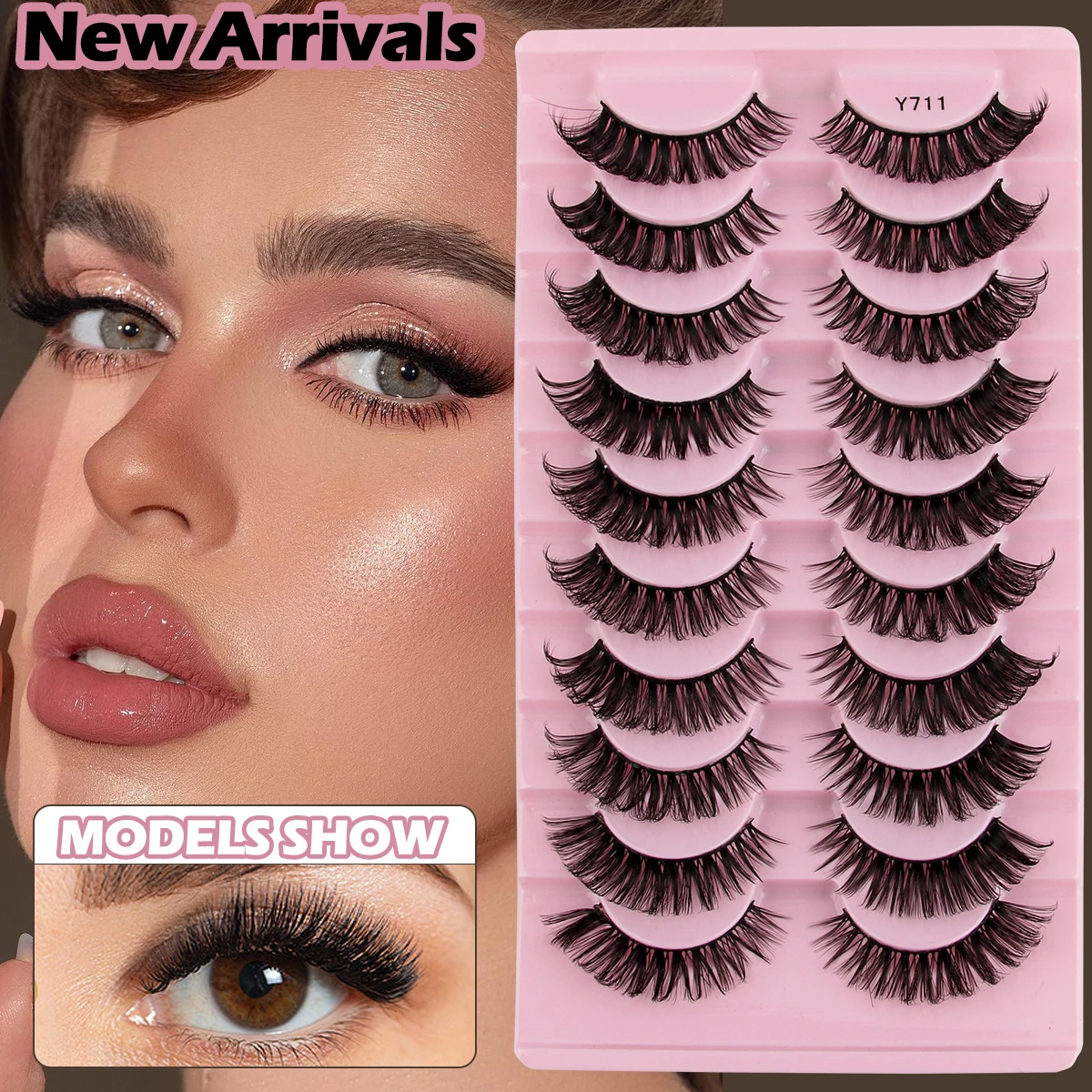 

10/20Pairs False Eyelashes Mink Eyelash Strip Natrual Look Dramatic Fake Lashes Cat Eye Lashes Makeup Tool Fluffy Soft Faux Cils