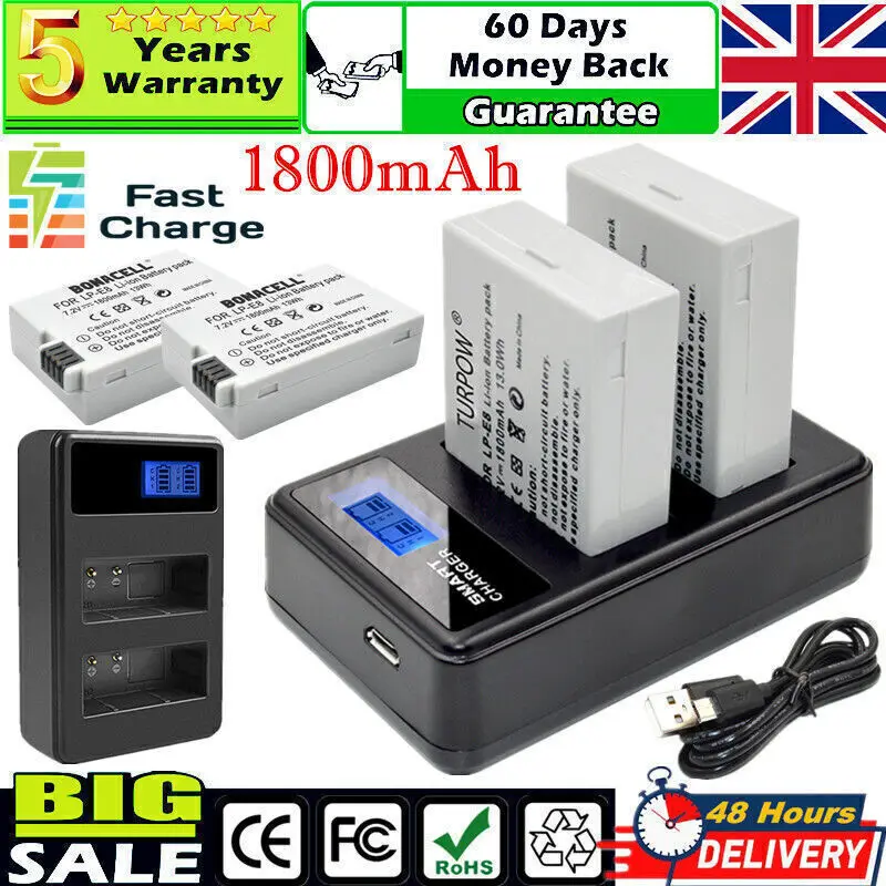 1800Mah Lp-E8 Lp E8 Lpe8 Batterie Per Fotocamera Akku Per Canon Eos 550D 600D 650D 700D Rebel X4 X5 X6I X7