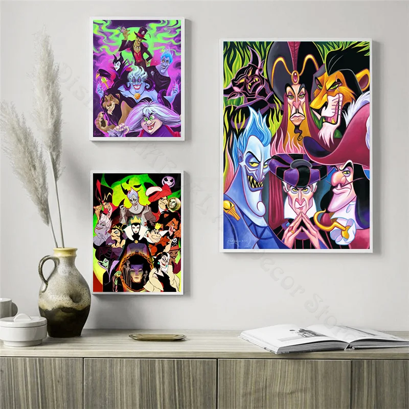 Disney Movie Villain Canvas Painting Disney Movie Poster And Print Graffiti Wall Art Poster Kids Room Living Room Wall Decor