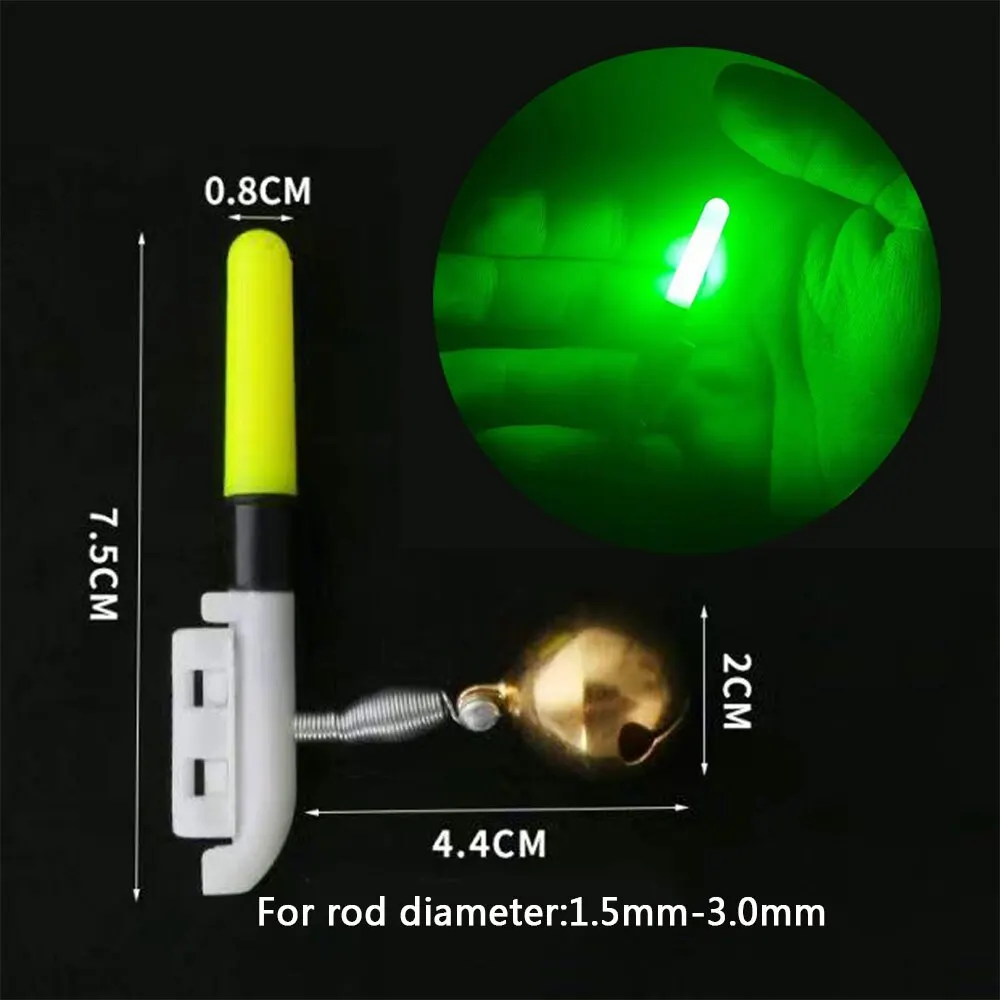 Sfddf28a0ab094263b9cc878269bcc2b9U Fishing Light Stick Rod Bell LED CR425 3.6V Lithium Battery USB Charge Luminous Tackle Night Bright Lamp Tools Fish Bite Alarm Mallzona