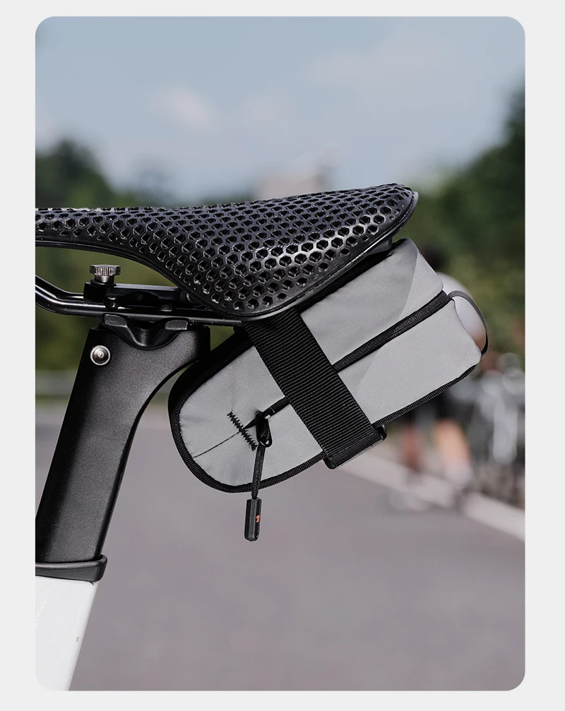WEST BIKING Reflektierende 0,4 l Fahrrad-Satteltasche, Mini-Fahrrad-Sattelstützentasche, stoßfester, langlebiger Stoff, MTB-Radfahren, Rucksack, Hecktasche – Detail 15