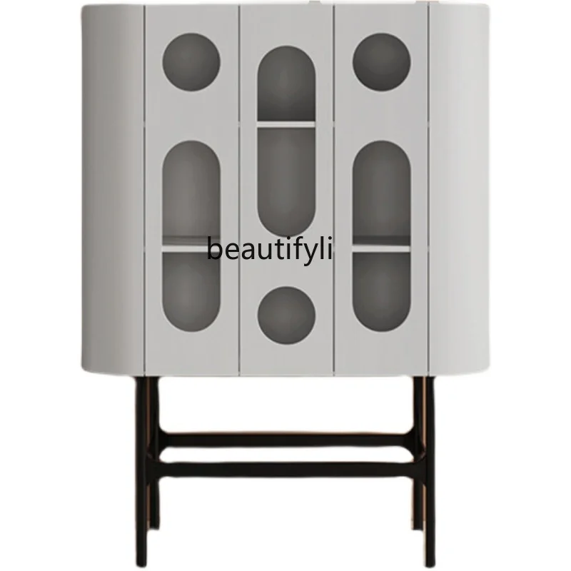 

yj Simple Modern Arc Irregular Door Panel Design Cabinet Affordable Luxury Style Side Cabinet Hallway Silent Style