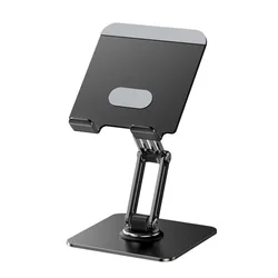 Rotatable Foldable Metal Tablet and Phone Stand with Adjustable Multi - Angle Anti - Slip Design (Black)