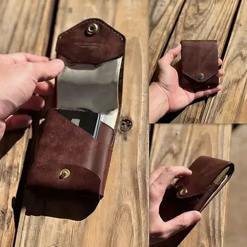 Nuovo portafoglio compatto multifunzionale impermeabile fatto a mano in pelle PU con slot per penna incorporato Portafogli tasca frontale Portamonete da viaggio