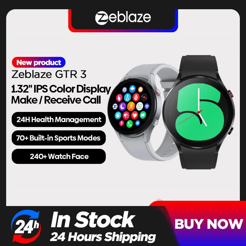  Zeblaze GTR 3 Smart Watch 1.32' IPS Display Voice Calling 24H Health Monitor 240+ Watch Faces 70+ Sports Modes Watch for man 