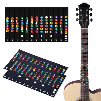 Adesivo per bilancia per chitarra Tastiera Note codificate Etichette Adesivi Principianti Autoapprendimento Guida visiva Accessori per chitarra Amanti della musica ZYF