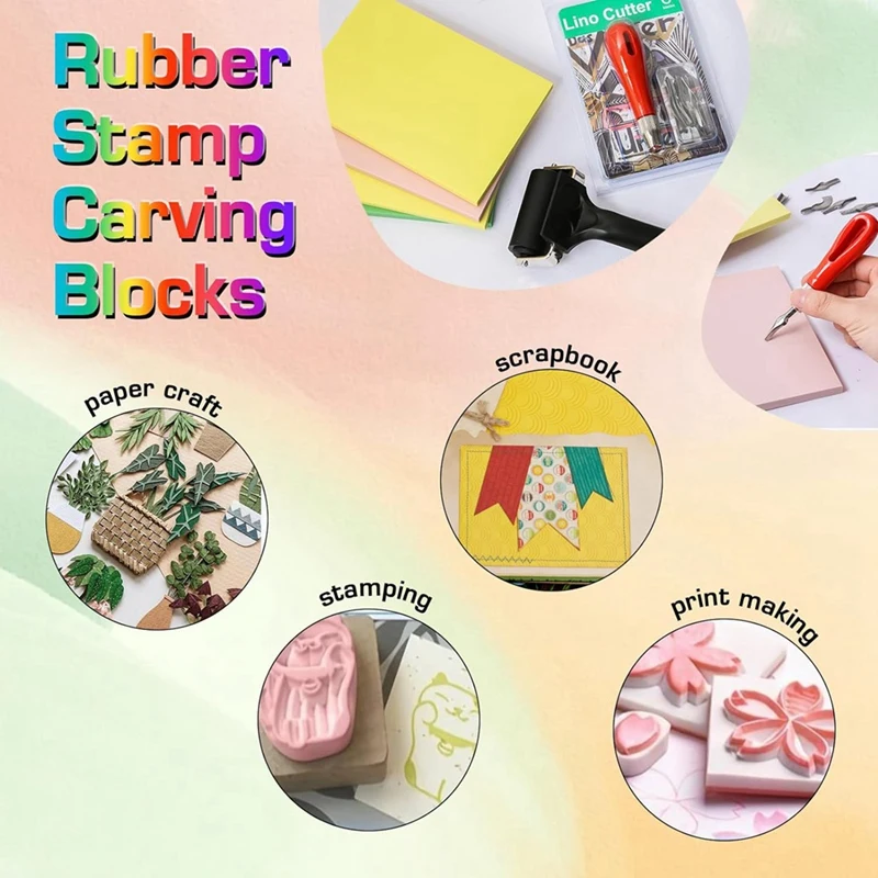 고무 블록 스탬프 키트, 조각 DIY 스탬프 제작 키트, 인쇄용, 14 개