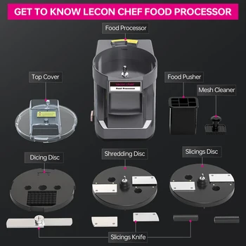 Lecon Chef 3 in 1 Electric Food Processor Vegetable Dicer Chopper Potato Cutter Onion Slicer with 3 Stainless Steel Blades 6
