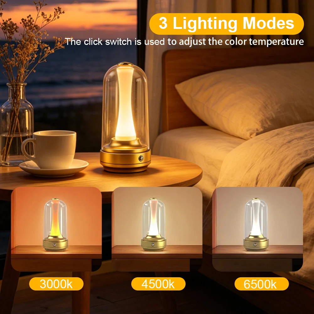 LED 침실 수면등 충전식 터치 방수 독서 무드등 가정용 침대 옆 탁상 야외 야간 조명 램프