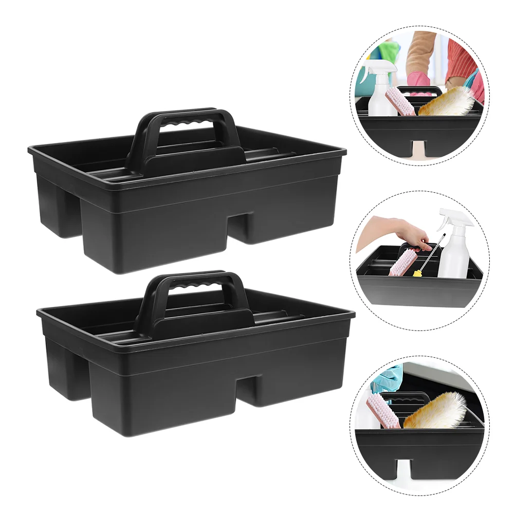 2 Pcs Tool Basket Cleaning Supplies Organizer with Handle Handheld Sundries Toolbox Plastic Case Portable