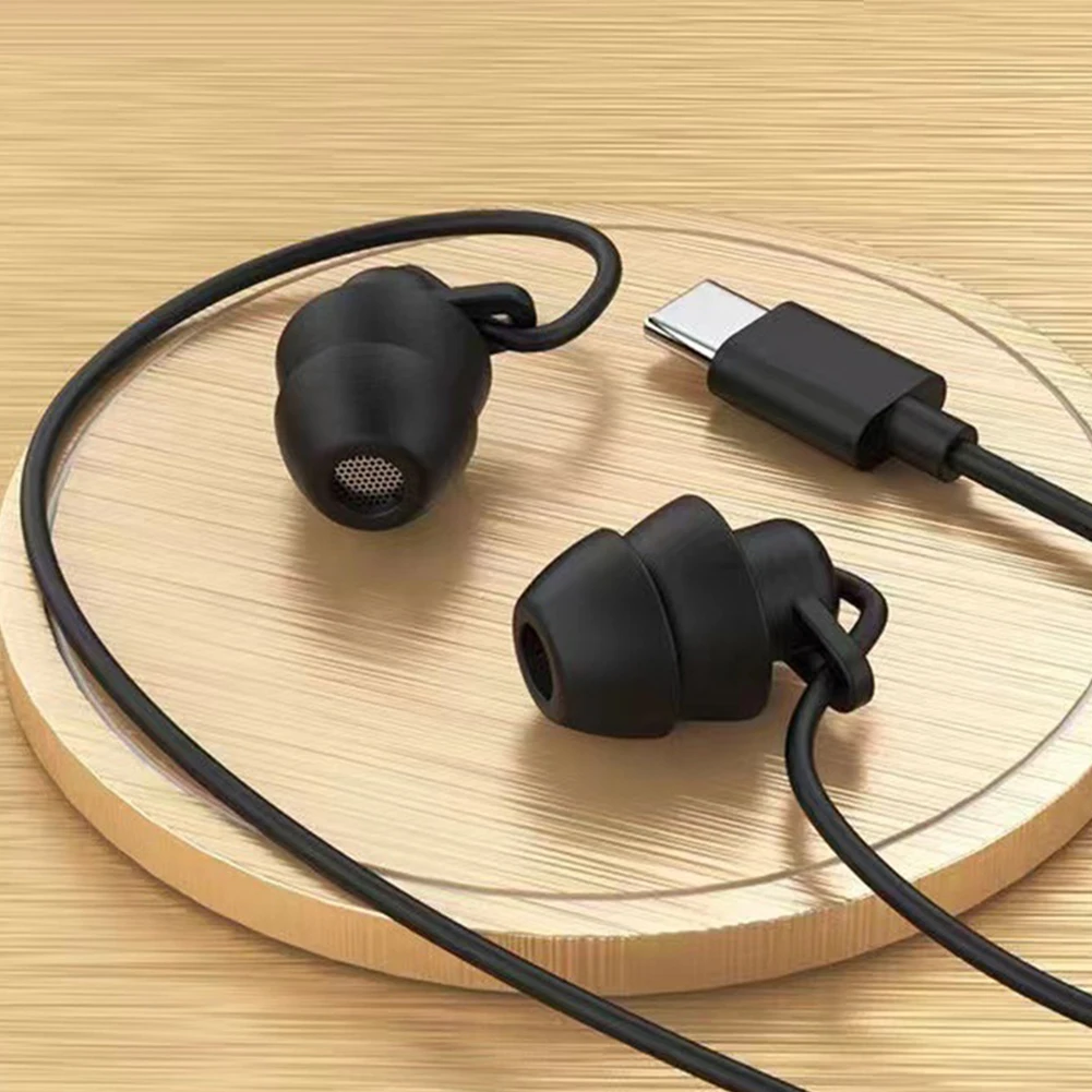 Silicone In-ear 3.5mm/Type-C Jack Wired Earphones Handsfree Sleep Headphones With Cable Earbuds In-line Control Headset With Mic 6