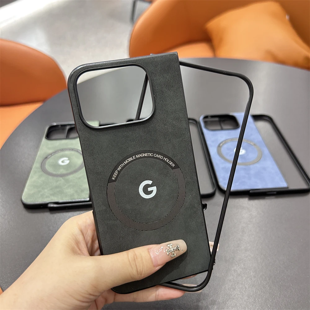 Magsafe Sheepskin Leather Magnetic Phone Case with Wireless Charging Cover