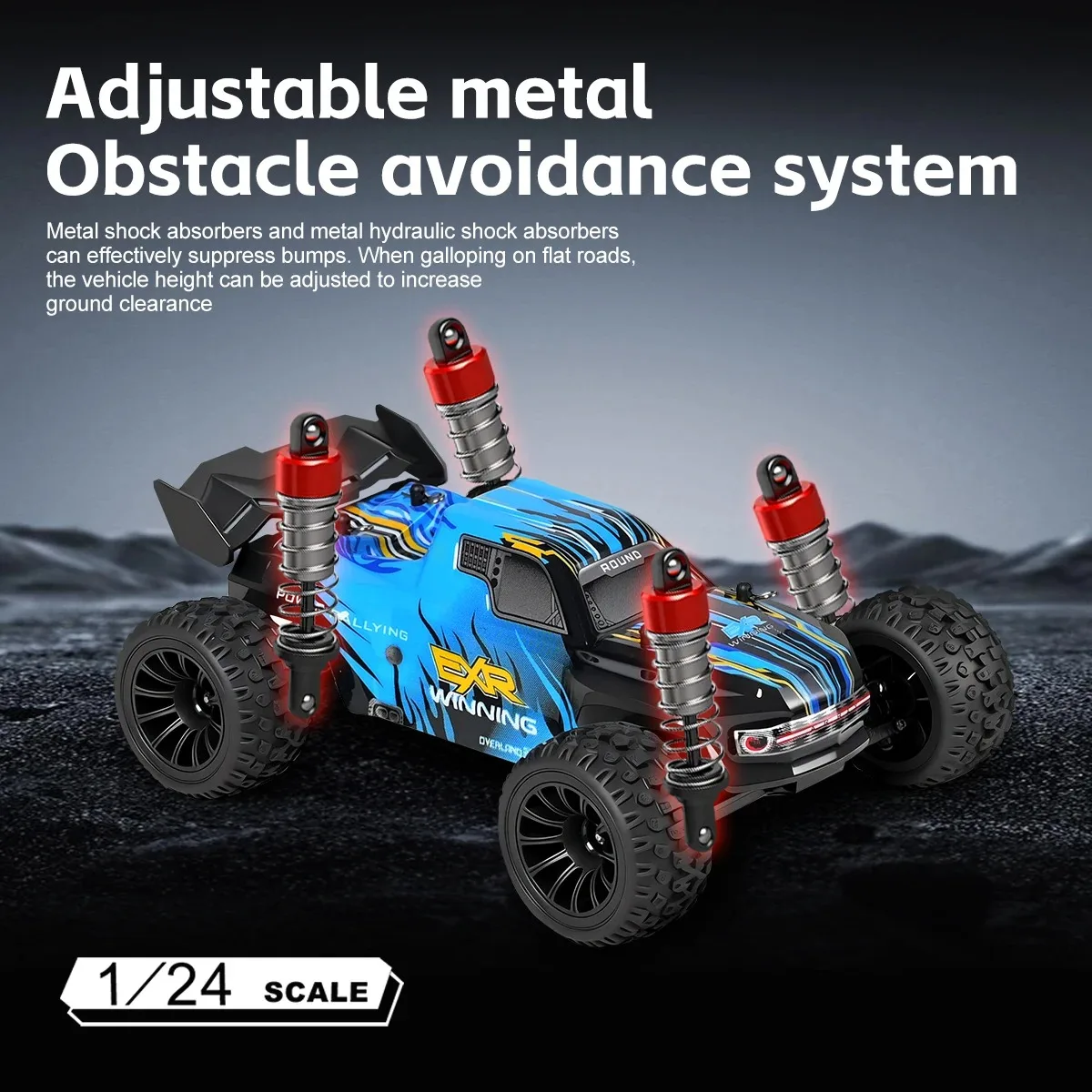Voiture RC 1:24 2.4GHz Gyroscope 4WD Tout Terrain - Rouge/Vert/Noir/Blanc